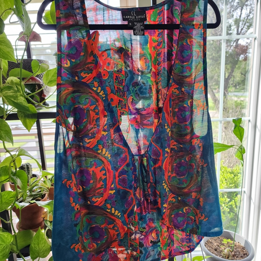 Vintage Gypsy Boho Colorful Lightweight Vest Size 8